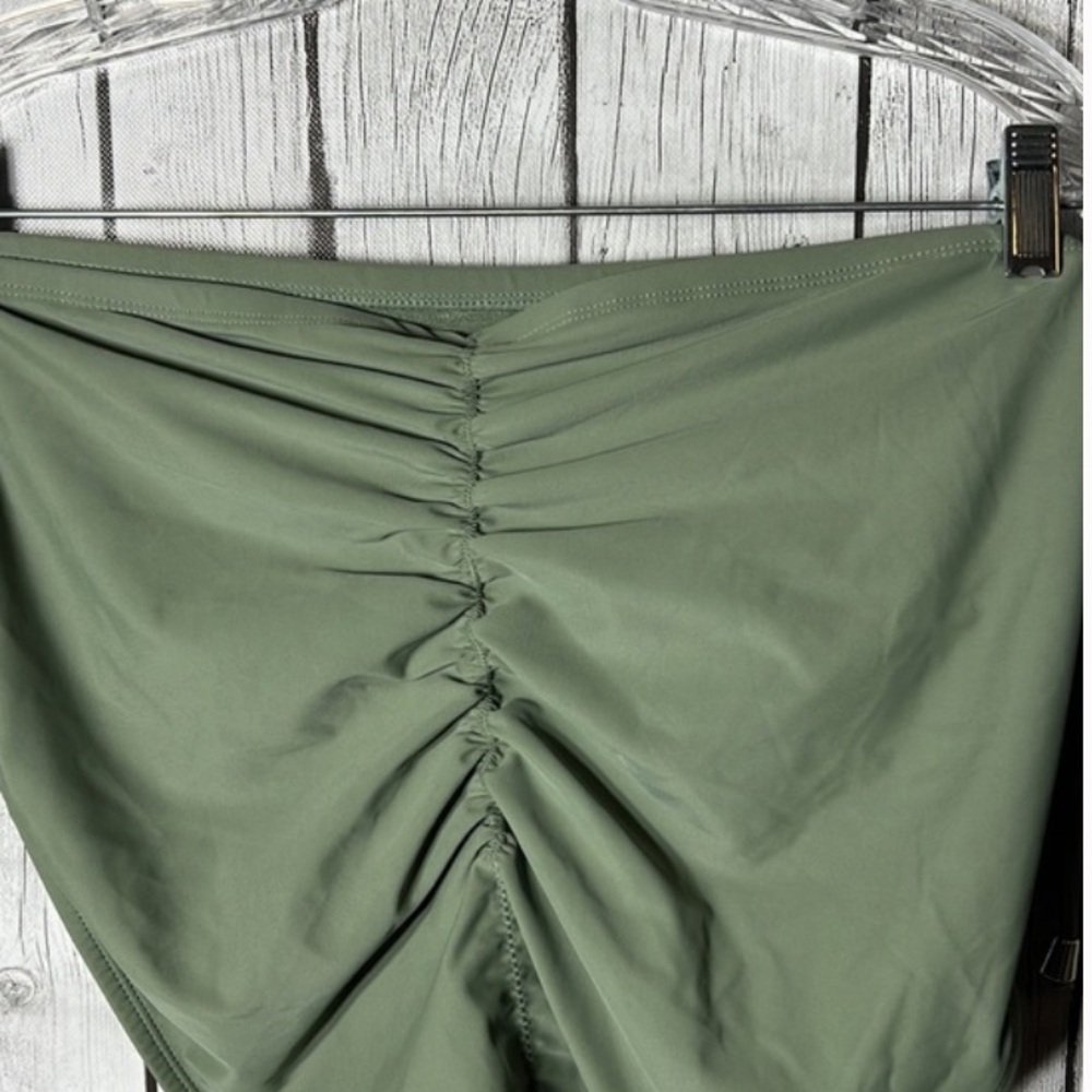 Time & true olive green ruched bikini bottom - Picture 4 of 5